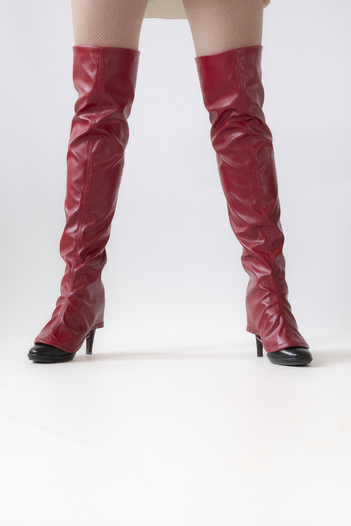 Over-the-knee Fake leather gaiters Red