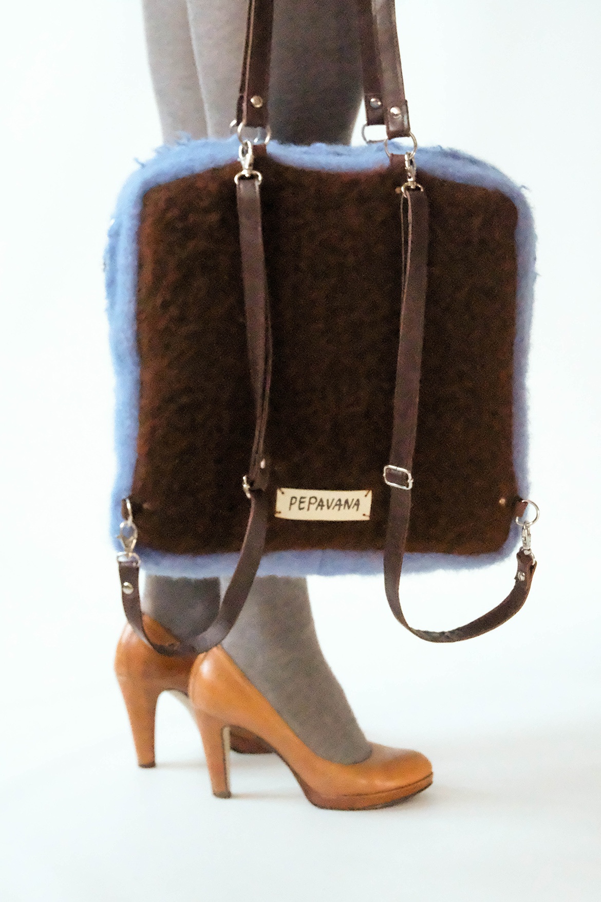 Blankie Rucksack in Brown and Blue